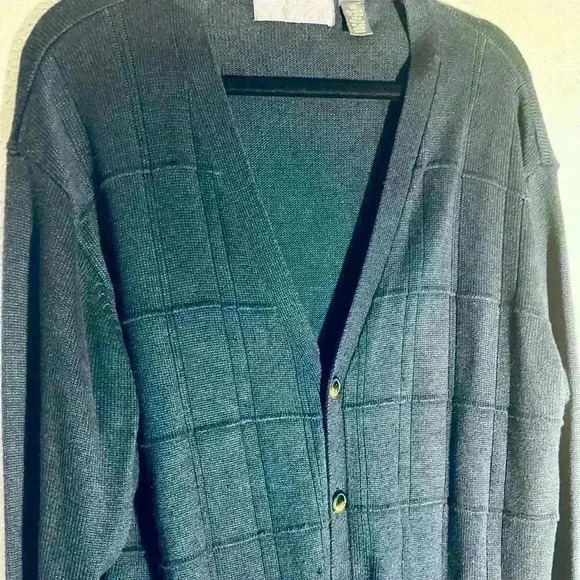 Oscar De La Renta Cardigan Sweater Mens Size XXL Blue Button Up Long Sleeve - Picture 4 of 6